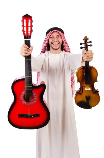 Músico árabe com violino e guitarra — Fotografia de Stock