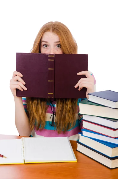 Jovem estudante com livros — Fotografia de Stock