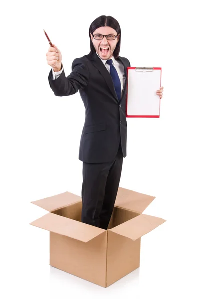 Jonge zakenman in het denken out of box concept — Stockfoto
