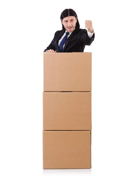 Mann mit Kisten — Stockfoto