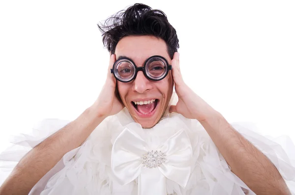 Hombre usando en vestido de mujer — Foto de Stock