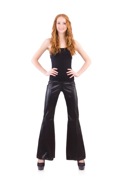 Woman in black bell bottom pants — Stock Photo, Image