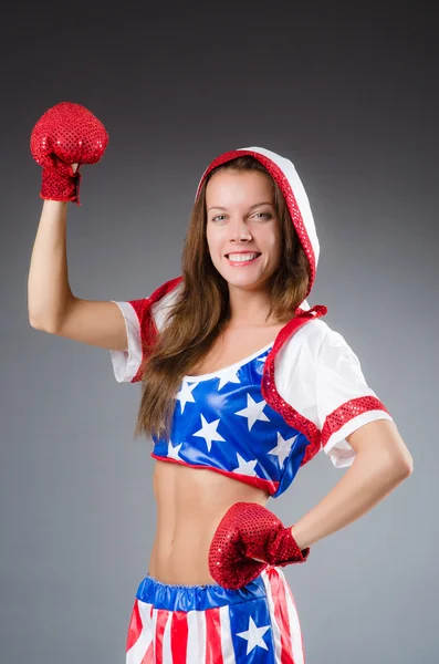 Woman boxer in uniform — Stock Photo, Image