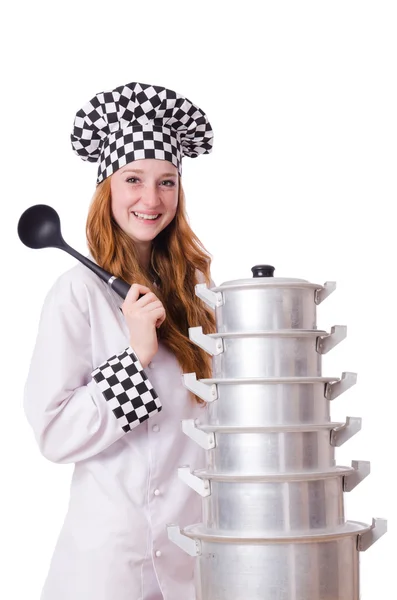 Mladá žena vařit — Stock fotografie