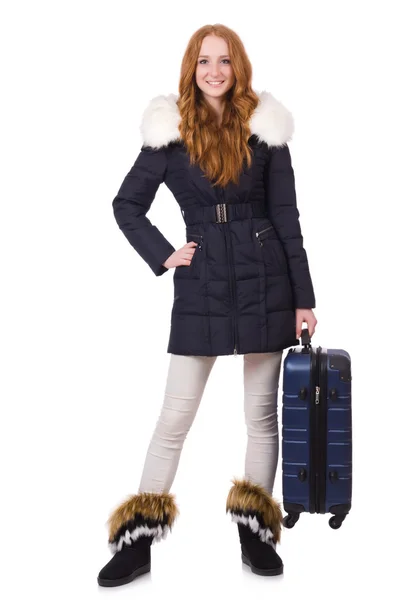 Woman with suitcase — Stock Photo, Image