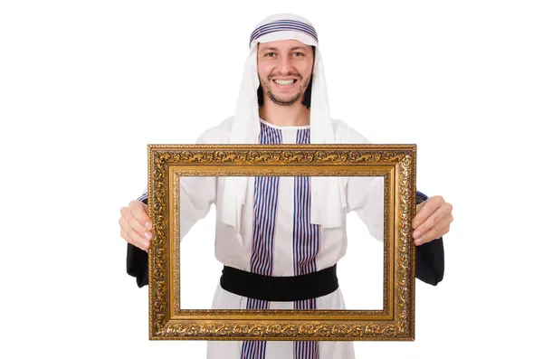 Arab with picture frame — Stock Photo, Image