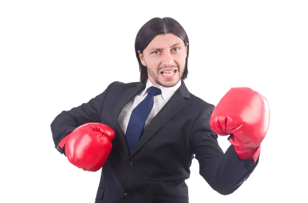 Biznesmen w rękawiczkach bokserskich — Zdjęcie stockowe