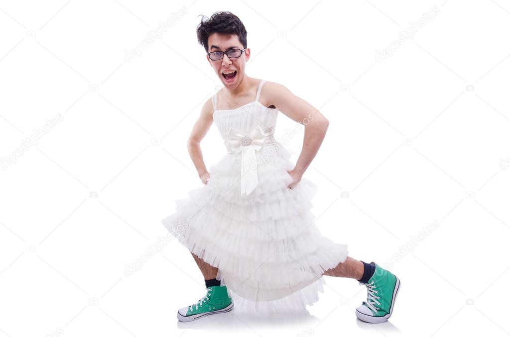 man wearing girl dress