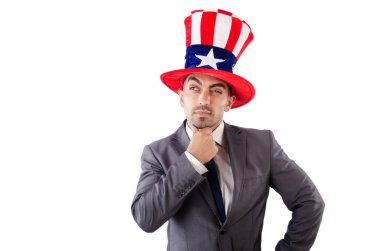adam Amerikan şapka ile