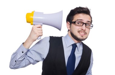 Hoparlörü ile işadamı