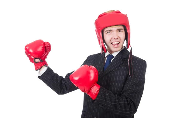 Śmieszne bokser biznesmen — Zdjęcie stockowe