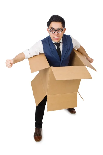 Man in thinking outside the box concept — Stock Photo, Image