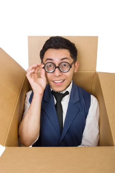 Man in thinking outside the box concept — Stock Photo, Image