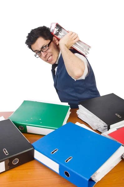 Man with lots of folders — Stock Photo, Image