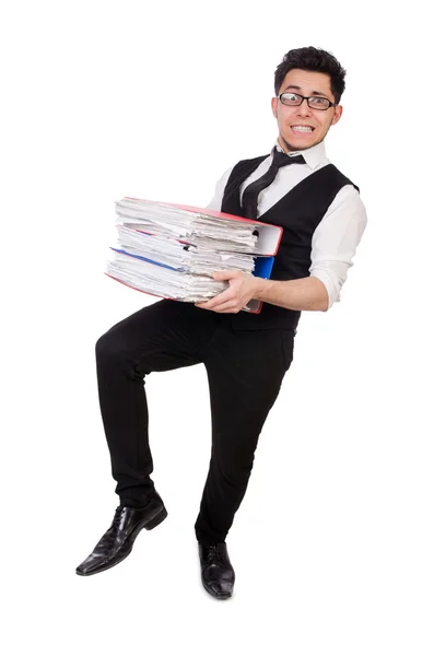 Człowiek z dużą ilością folderów — Zdjęcie stockowe