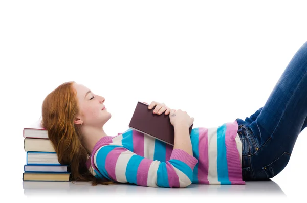 Jovem estudante com livros — Fotografia de Stock