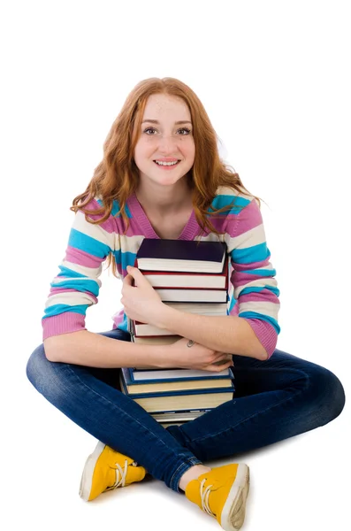 Ung student med böcker — Stockfoto