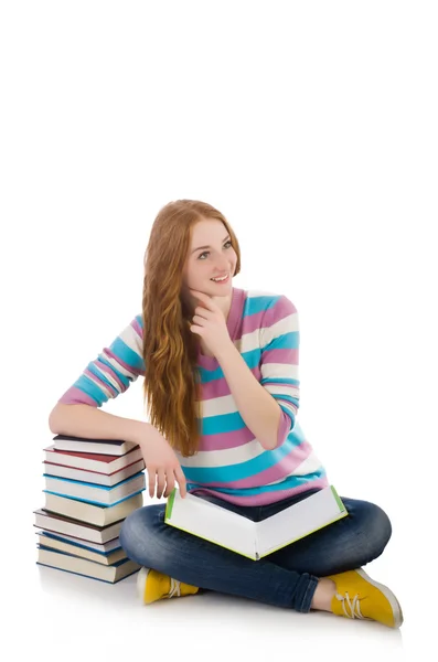 Genç bir öğrenci kitapları ile — Stok fotoğraf
