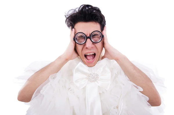 Hombre usando en vestido de mujer —  Fotos de Stock