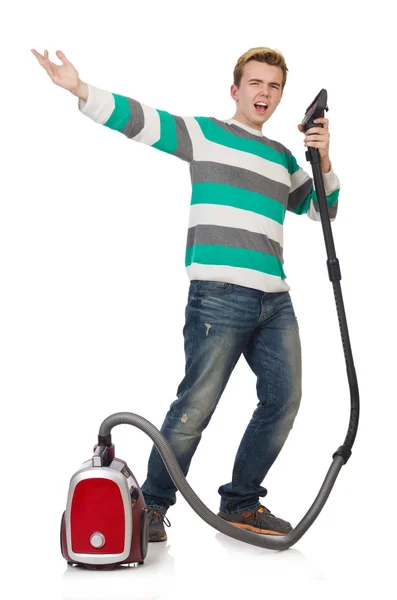 Man with vacuum cleaner — Stock Photo, Image