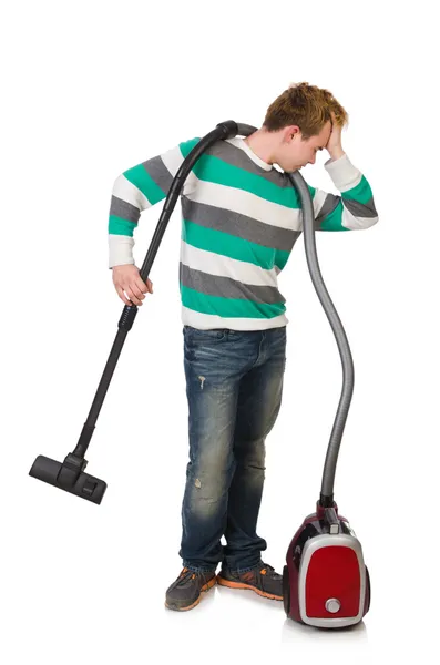 Man with vacuum cleaner — Stock Photo, Image