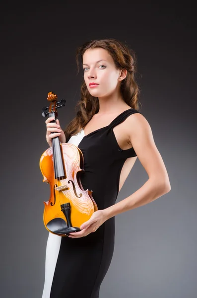 Woman artist with violin — Stock Photo, Image