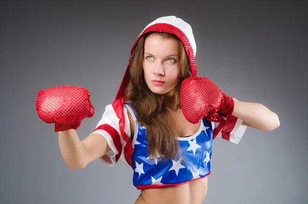 Boxeador de mujer en uniforme — Foto de Stock