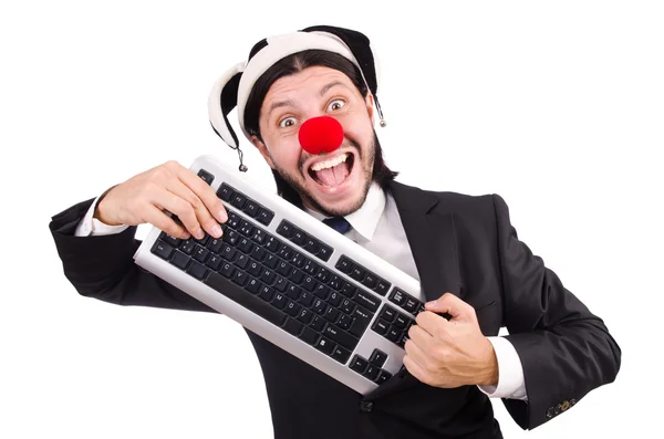 Payaso divertido con teclado — Foto de Stock