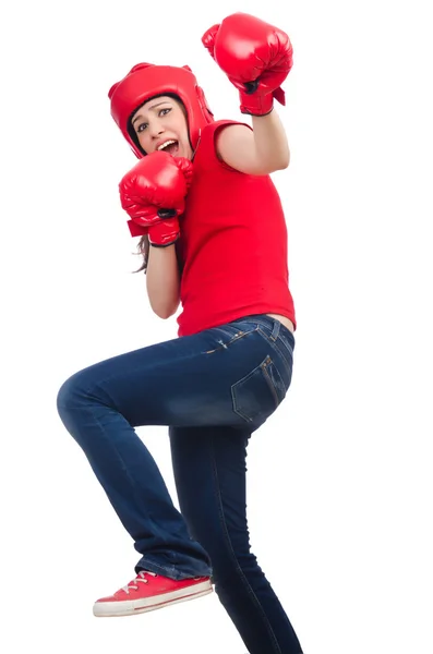 Vrouw bokser — Stockfoto