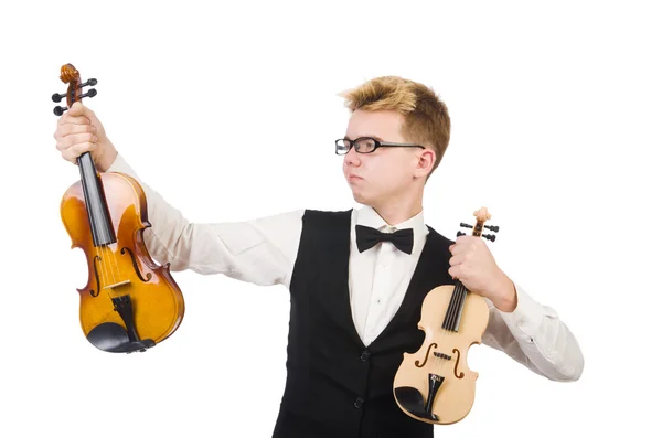 Hombre divertido con violín — Foto de Stock