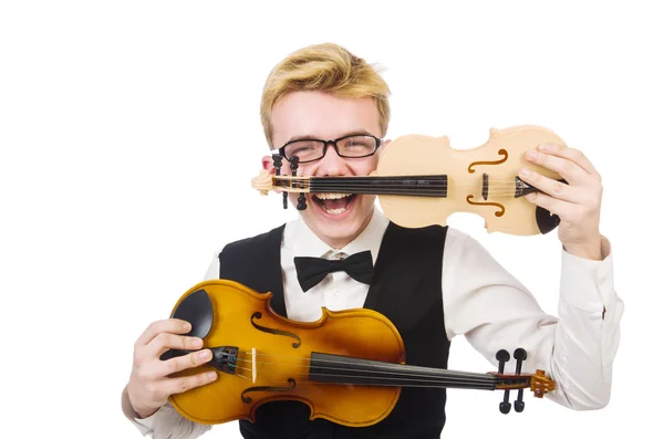 Hombre divertido con violín —  Fotos de Stock