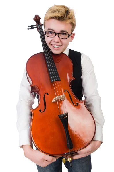 Homem engraçado com violino — Fotografia de Stock