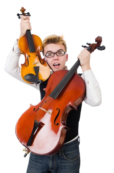 Homme drôle avec violon — Photo