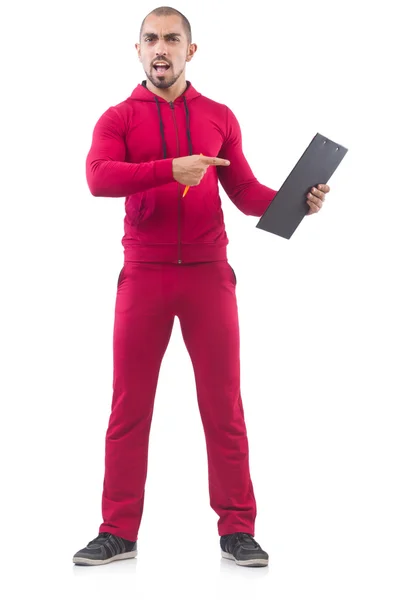 赤いスーツで若いスポーツマン — ストック写真
