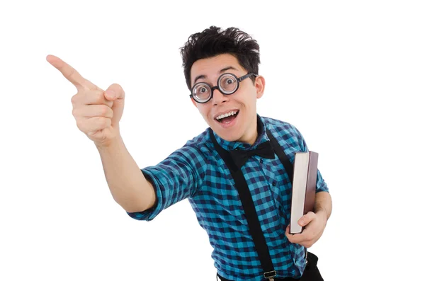 Funny student with books — Stock Photo, Image