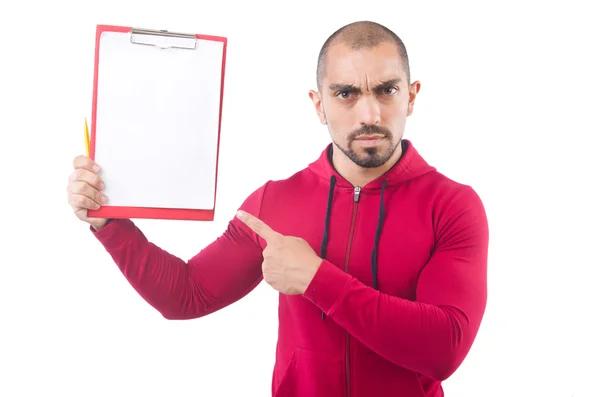 Young sportsman in red suit — Stock Photo, Image