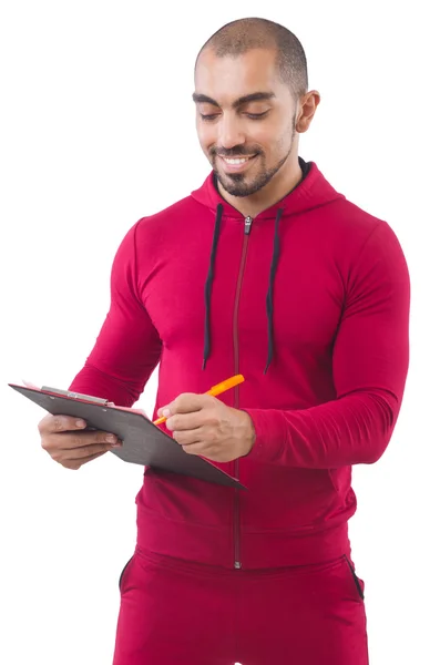 Joven deportista en traje rojo — Foto de Stock