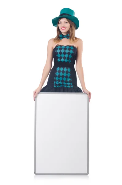 Krásná žena s prázdné desky — Stock fotografie