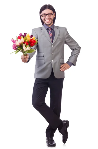 Hombre con flores —  Fotos de Stock