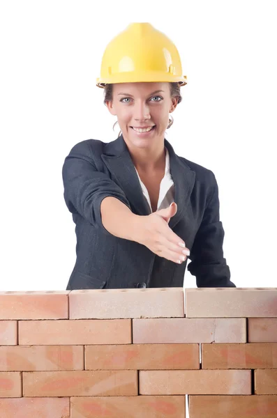 Jonge vrouwelijke builder — Stockfoto