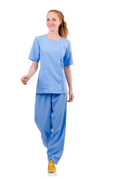 Hübsche Ärztin in blauer Uniform — Stockfoto