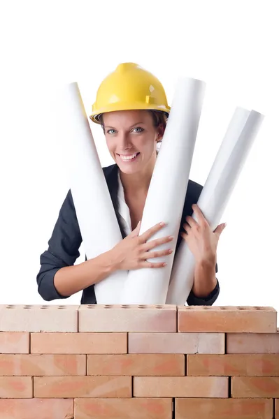 Businesswoman with drawings — Stock Photo, Image