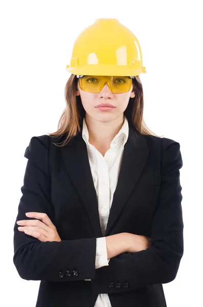 Businesswoman with hard hat Stock Picture