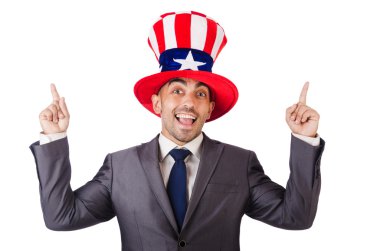adam Amerikan şapka ile