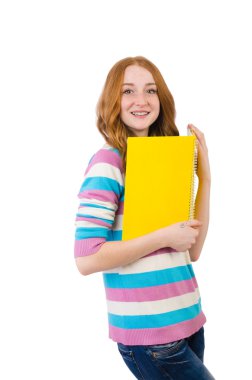 genç bir öğrenci kitapları ile