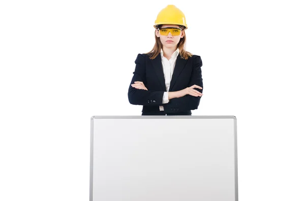 Businesswoman with blank board — Stock Photo, Image