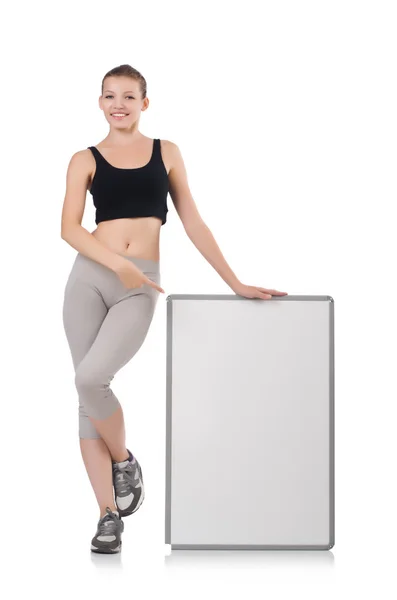 Sportswoman with blank board — Stock Photo, Image