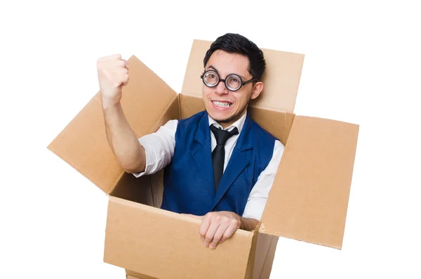 Man in thinking outside the box — Stock Photo, Image