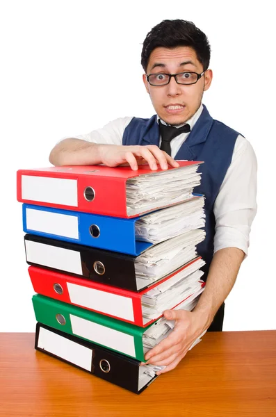 Man with lots of folders — Stock Photo, Image