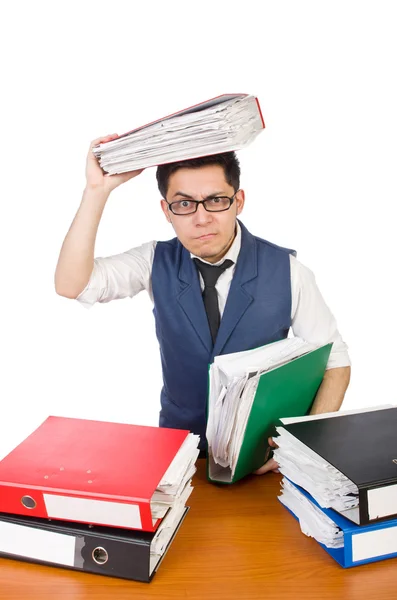 Man with lots of folders — Stock Photo, Image